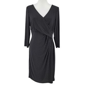 Lauren Ralph Lauren Dress Women's 12 Polka Dot Surplice Neckline Ruched Waist